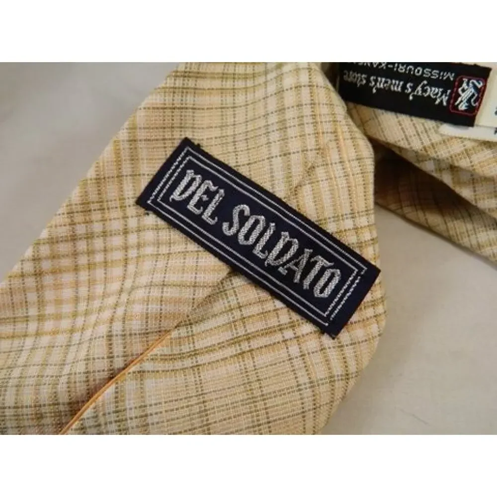 Vintage Wide Tie, Del Soldato Macys Mens Store Gold Cream White Tan Pink Brown